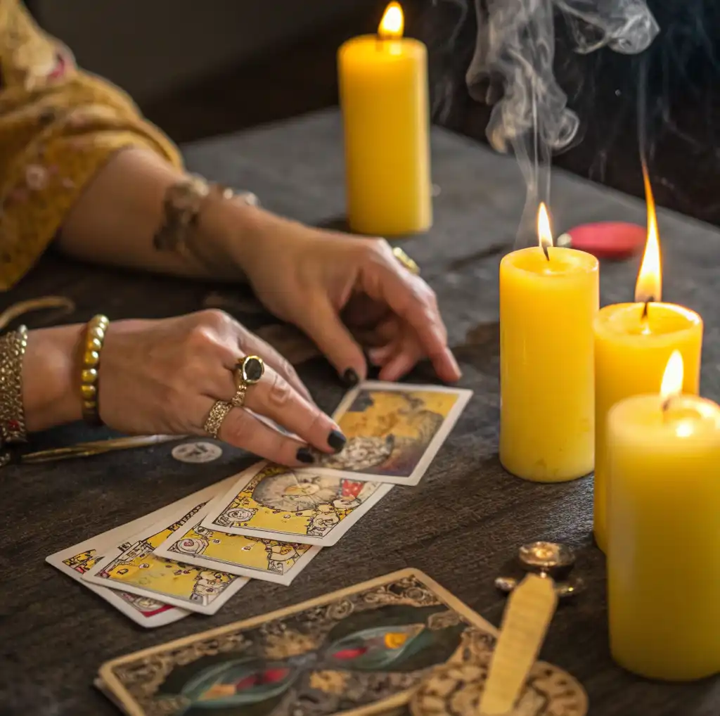 Мистический ритуал гадалки: отливка воском и расклад карт Таро